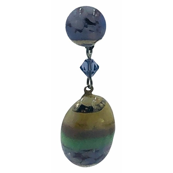 LAMPWORK GLASS EARRINGS Multicolor Dangle Drop - Picture 3 of 8